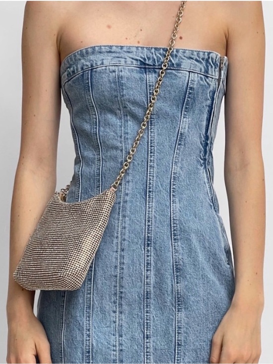 Zara Handbags - ZARA Rhinestone Crystal Mini
Hobo silver Chain Strap Crossbody
Handbag